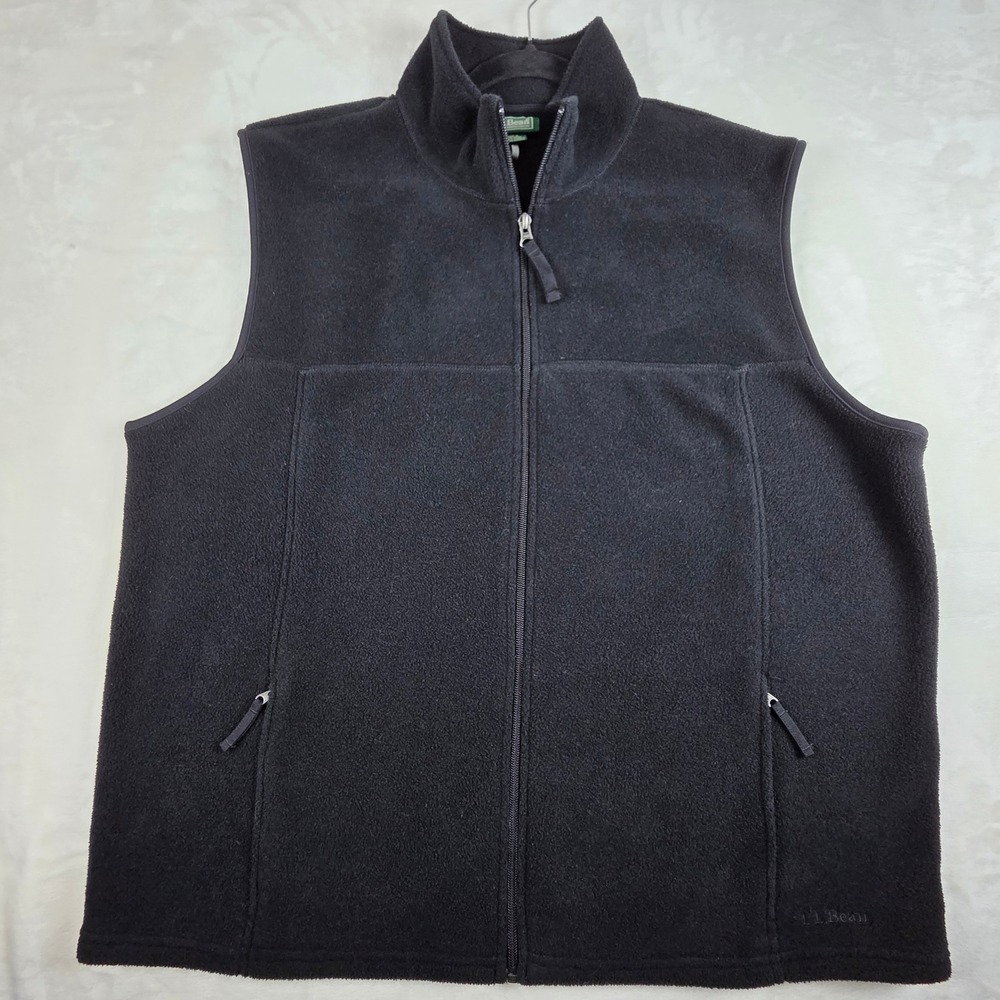 Vintage 90s L.L. Bean Fleece Vest Mens XL Black Full Zip Gorpcore Normcore Retro